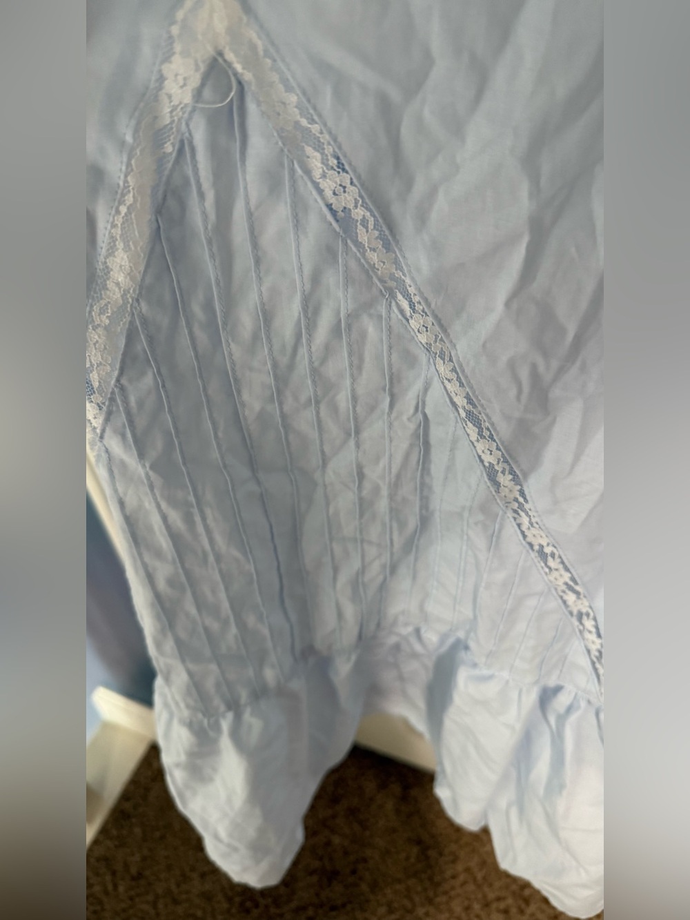 Eileen West Pale Blue Lace-Trim Button-Front Nightgown - Picture 4 of 7